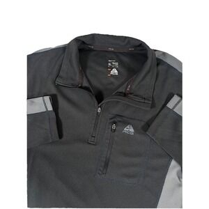 Nike ACG Fit Dry Gray Colorblock Waffle Knit Quarter Zip Pullover Shirt Men's XL